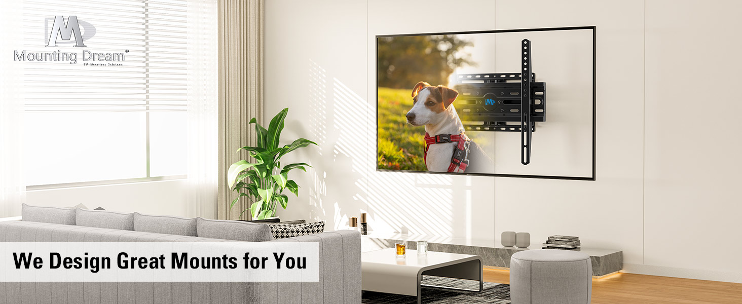 Mounting Dream full motion TV wall mount for 32 to 70 inch TVs supporting up to 99 pounds with adjustable viewing