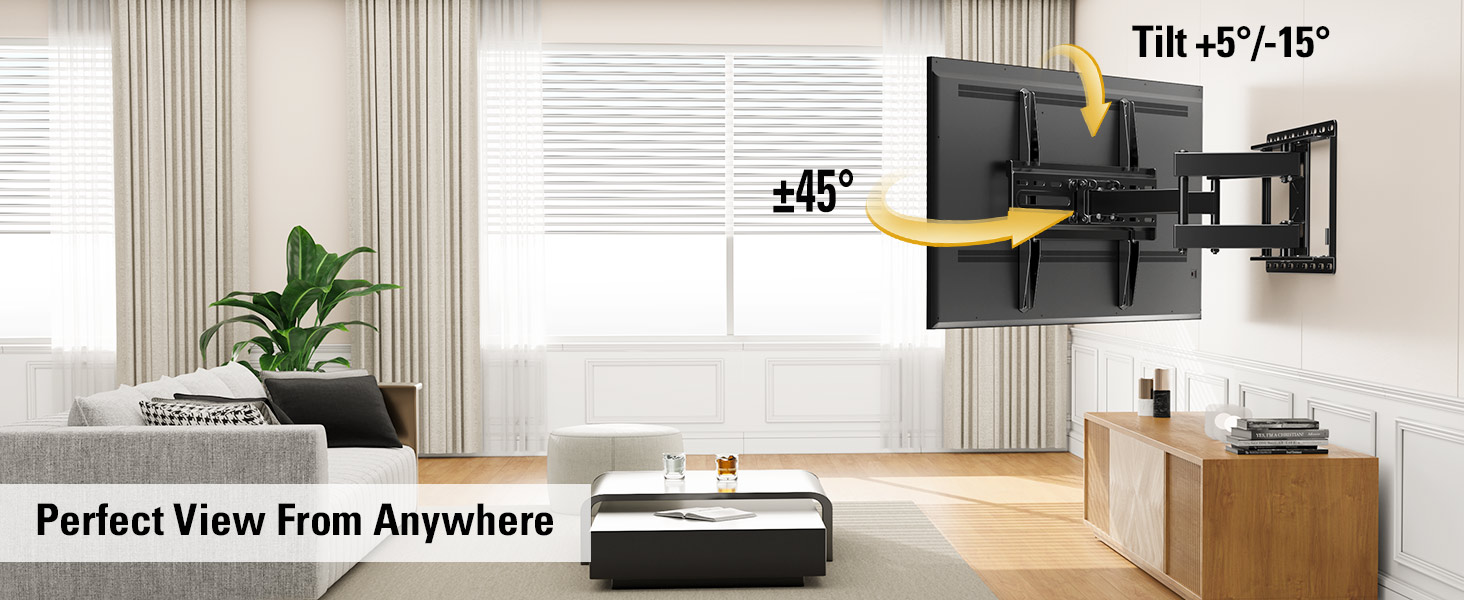 Mounting Dream full motion TV wall mount for 32 to 70 inch TVs supporting up to 99 pounds with adjustable viewing