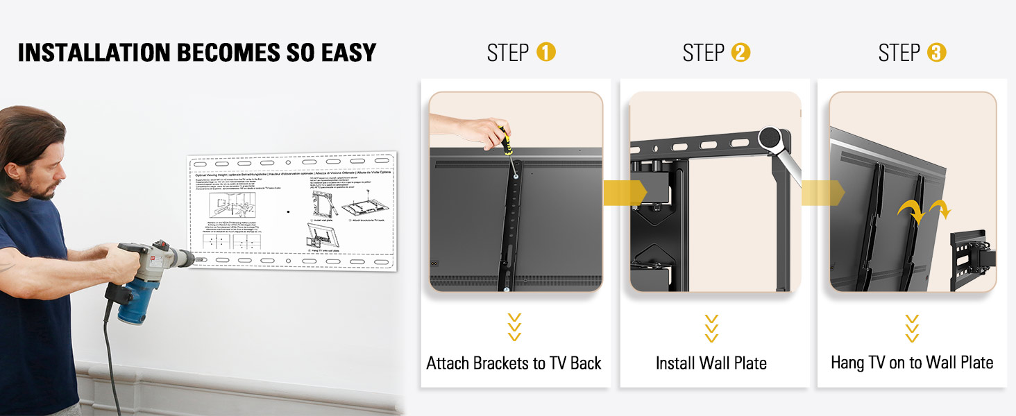 Mounting Dream full motion TV wall mount for 32 to 70 inch TVs supporting up to 99 pounds with adjustable viewing