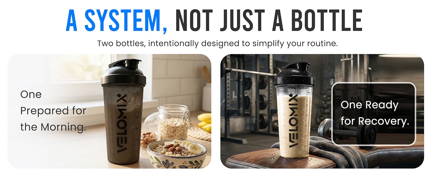 VELOMIX 2 Pack 28oz protein shaker bottles with wire whisks, leak-proof BPA-free shaker cups for protein shakes and fitness drinks