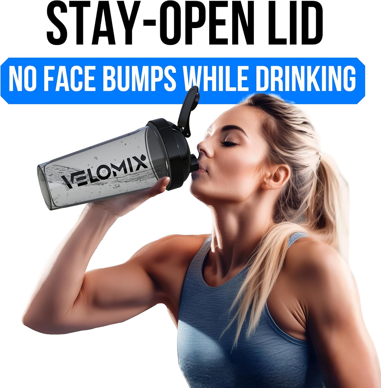 VELOMIX 2 Pack 28oz protein shaker bottles with wire whisks, leak-proof BPA-free shaker cups for protein shakes and fitness drinks