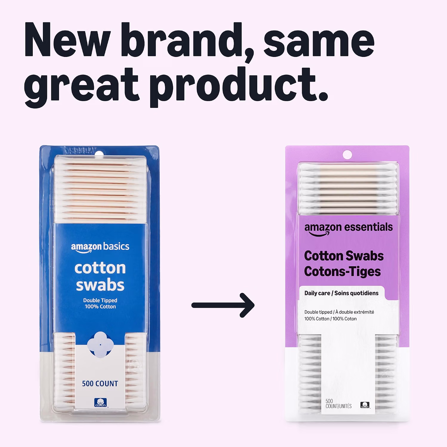 Amazon Essentials Cotton Swabs 500 Count Previously Amazon Basics for Personal Care
