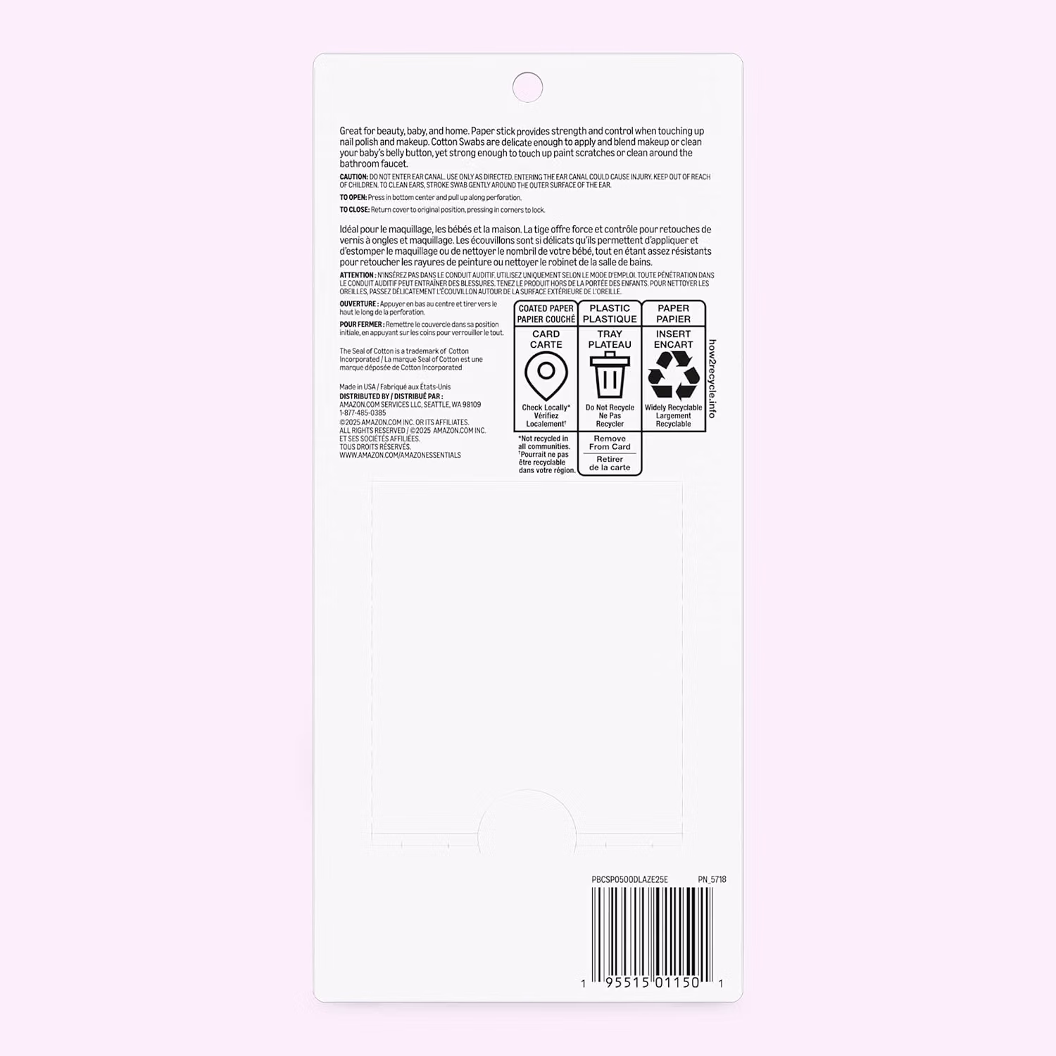 Amazon Essentials Cotton Swabs 500 Count Previously Amazon Basics for Personal Care