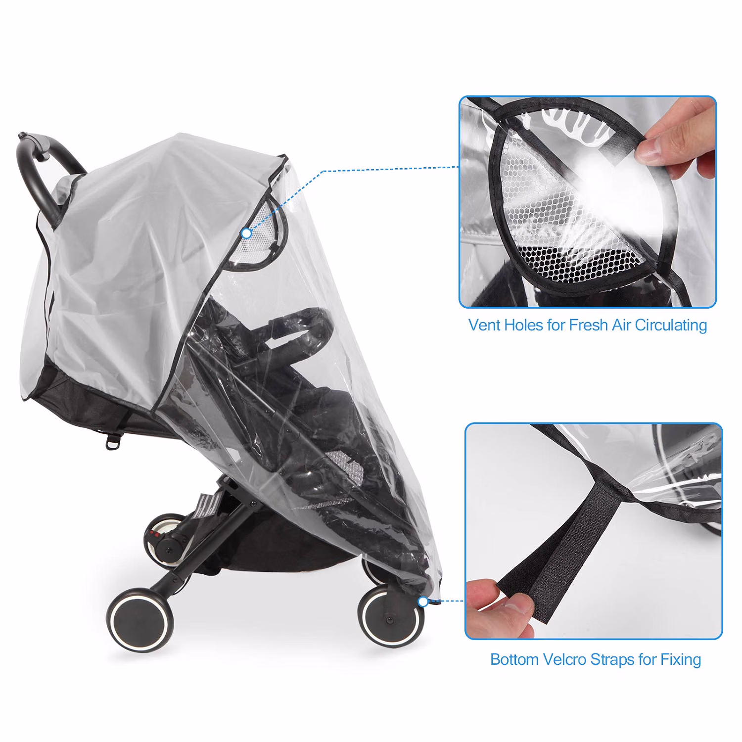 Clear Stroller Rain Cover Universal Waterproof Baby Stroller Weather Shield