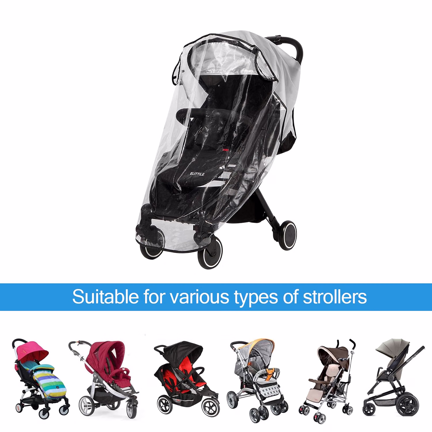 Clear Stroller Rain Cover Universal Waterproof Baby Stroller Weather Shield