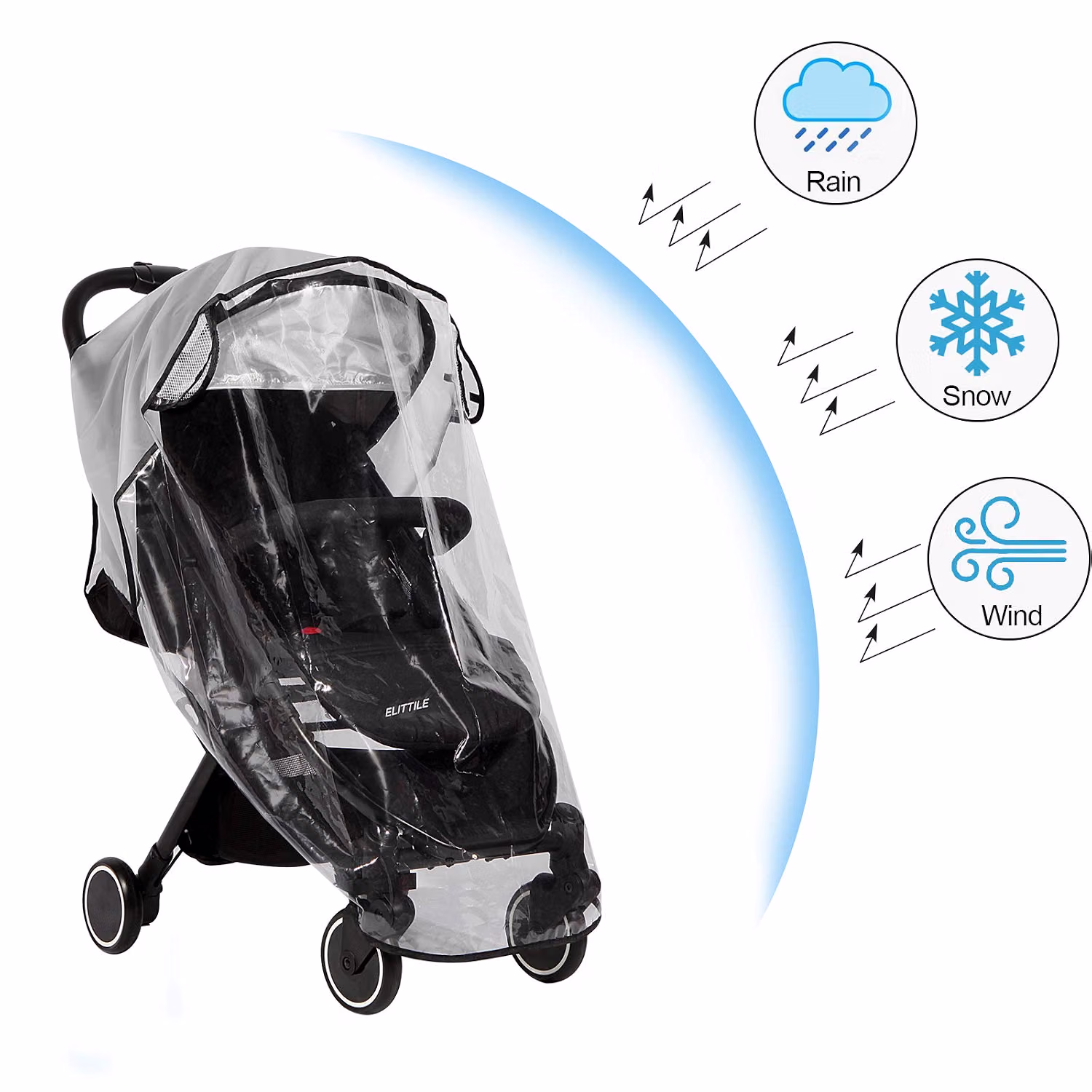 Clear Stroller Rain Cover Universal Waterproof Baby Stroller Weather Shield