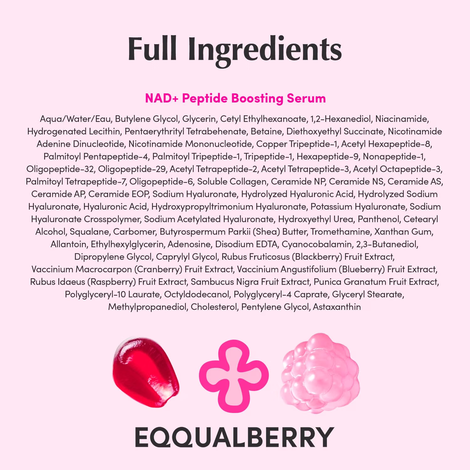 EQQUALBERRY NAD+ Peptide Boosting Serum with 14 Peptides Vegan Collagen Korean Skincare 30ml