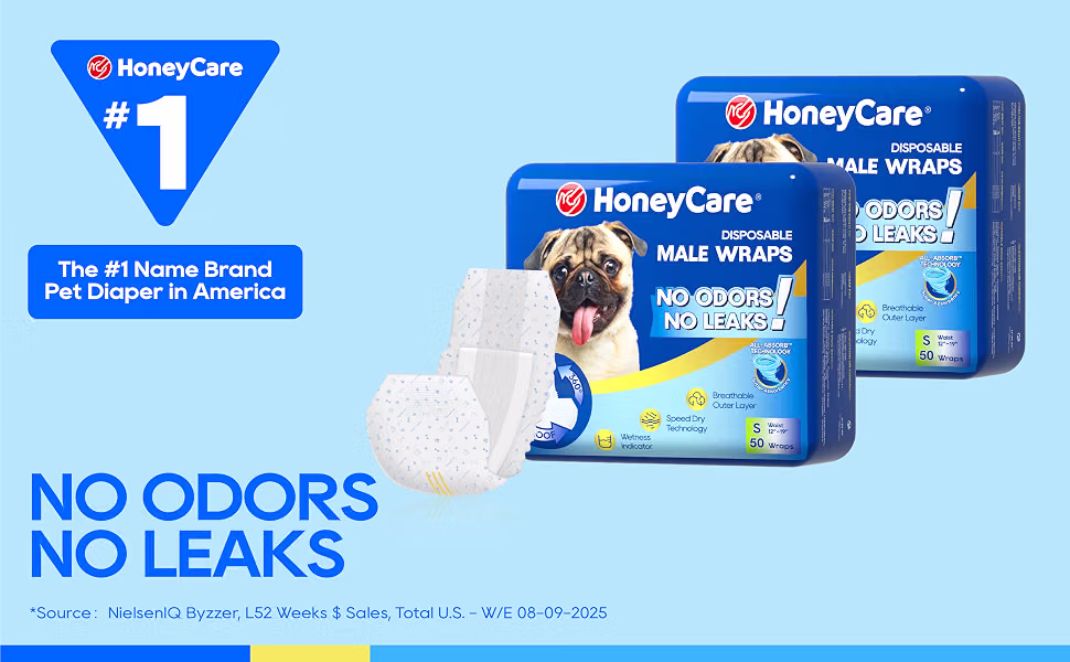 HONEY CARE All-Absorb A25 Medium Male Dog Wrap 50 Count White