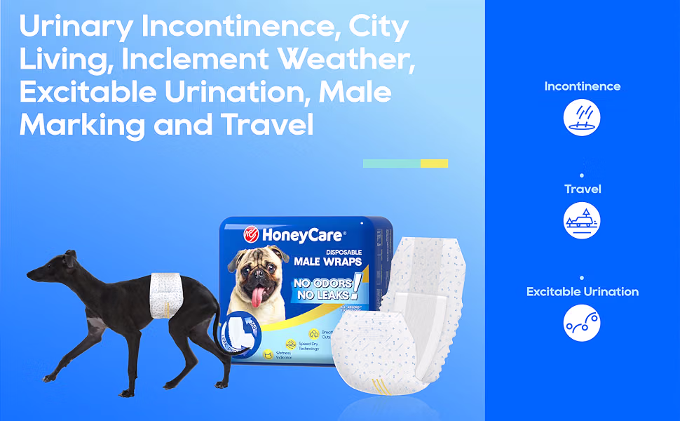 HONEY CARE All-Absorb A25 Medium Male Dog Wrap 50 Count White