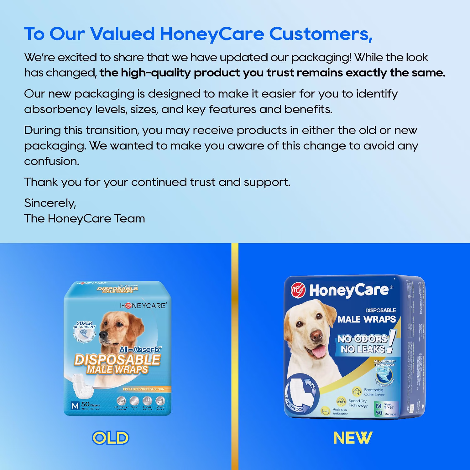 HONEY CARE All-Absorb A25 Medium Male Dog Wrap 50 Count White