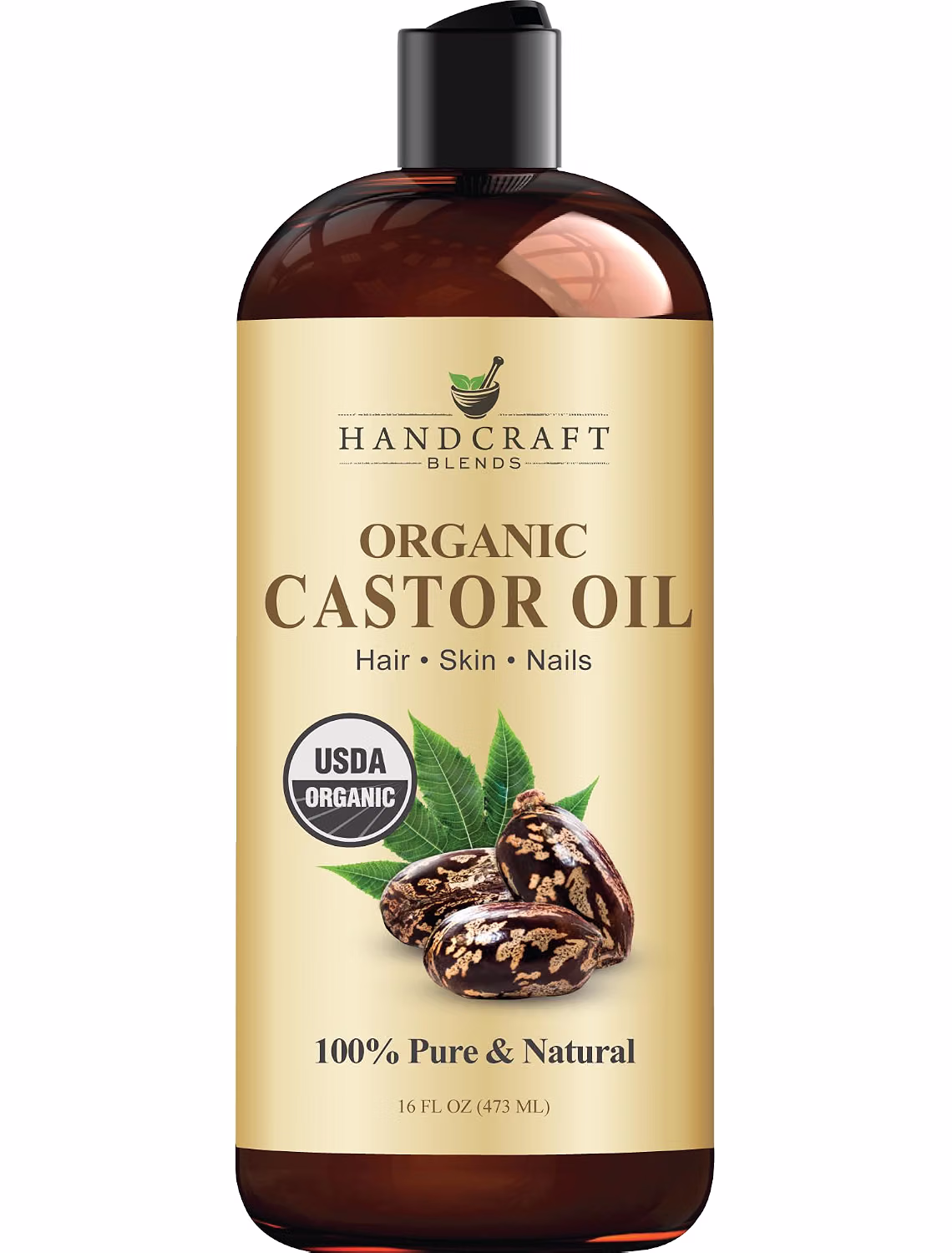 Handcraft Blends Organic Castor Oil 16 Fl Oz Natural Hair and Skin Care Oil