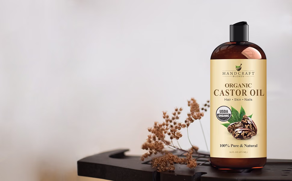 Handcraft Blends Organic Castor Oil 16 Fl Oz Natural Hair and Skin Care Oil