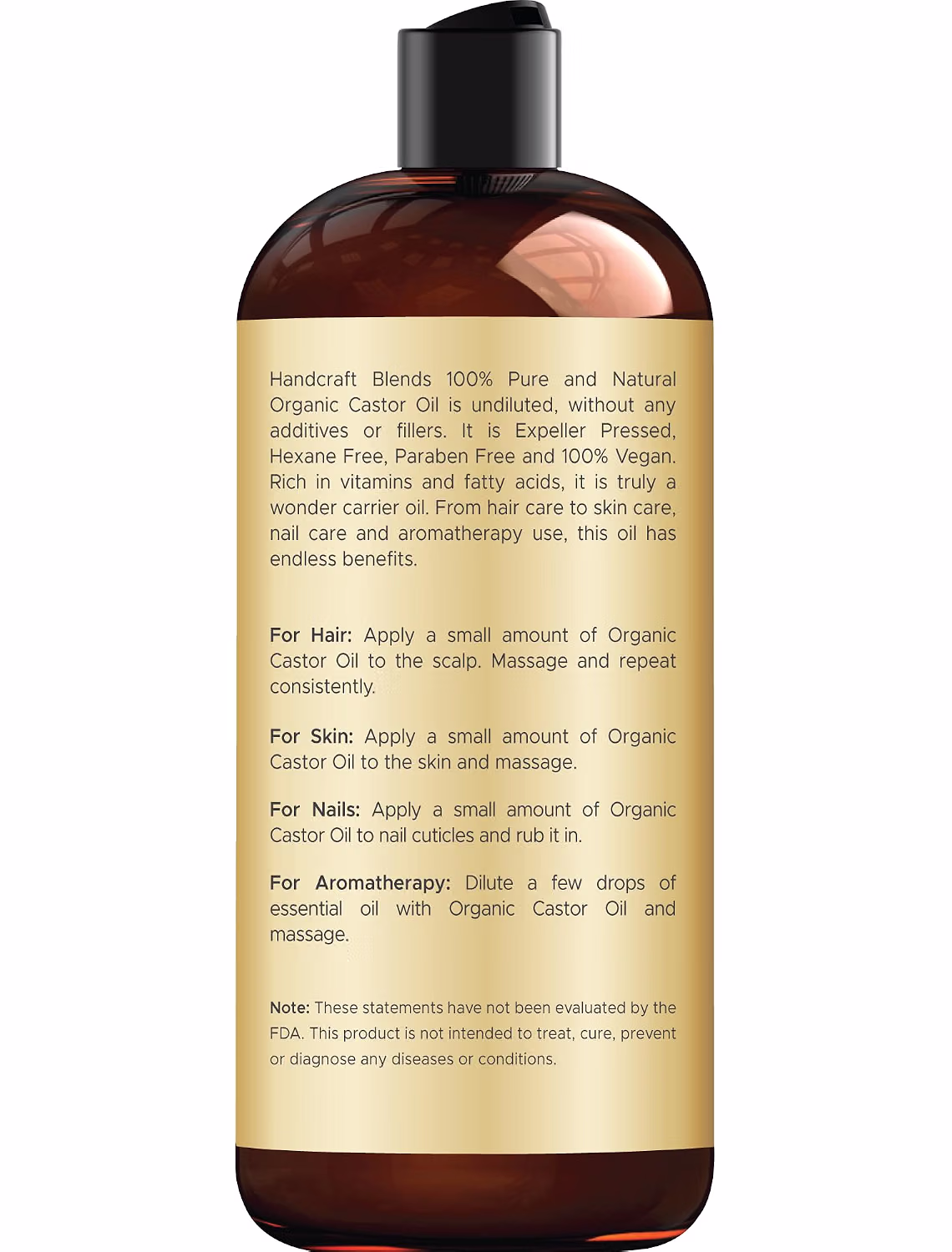 Handcraft Blends Organic Castor Oil 16 Fl Oz Natural Hair and Skin Care Oil