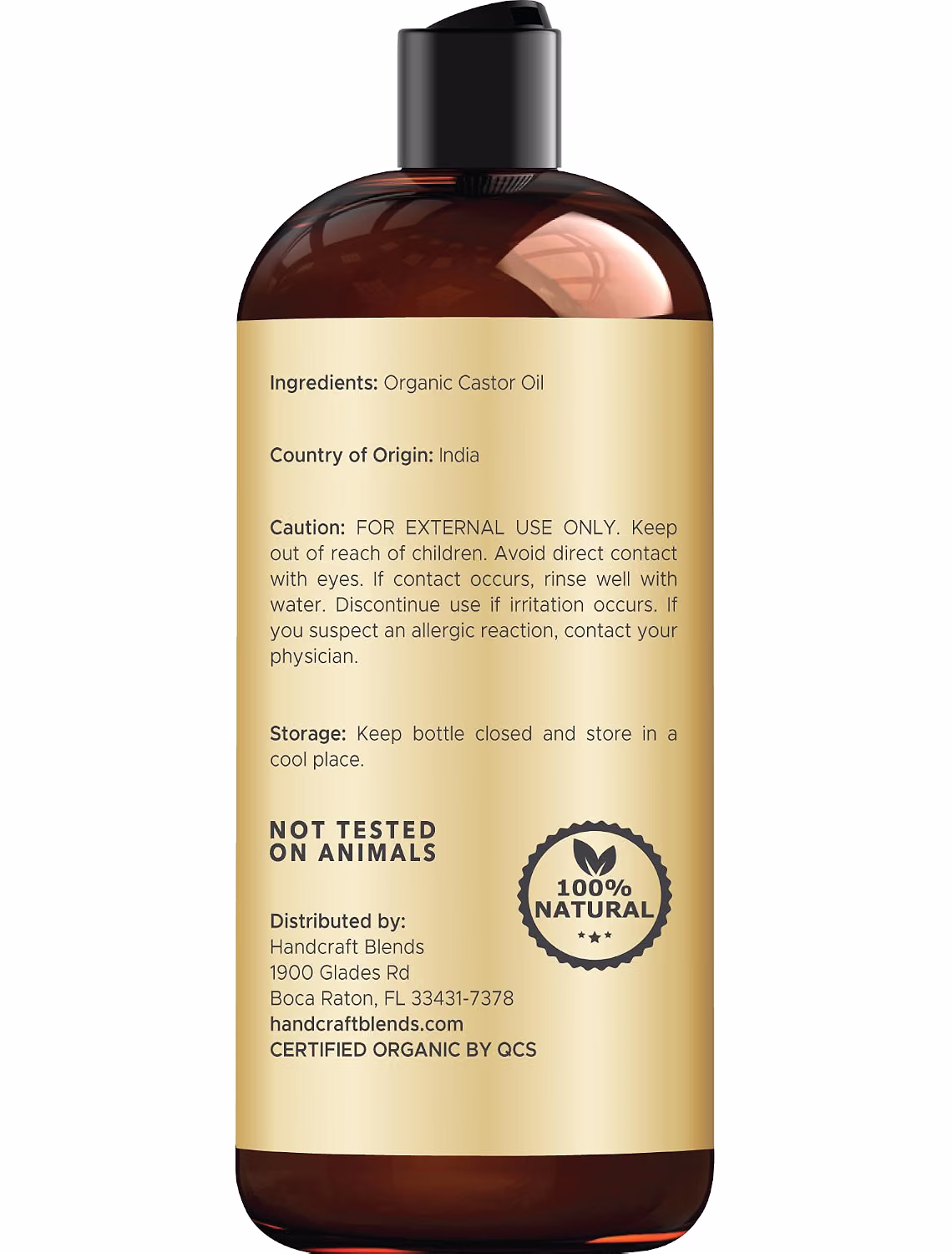 Handcraft Blends Organic Castor Oil 16 Fl Oz Natural Hair and Skin Care Oil