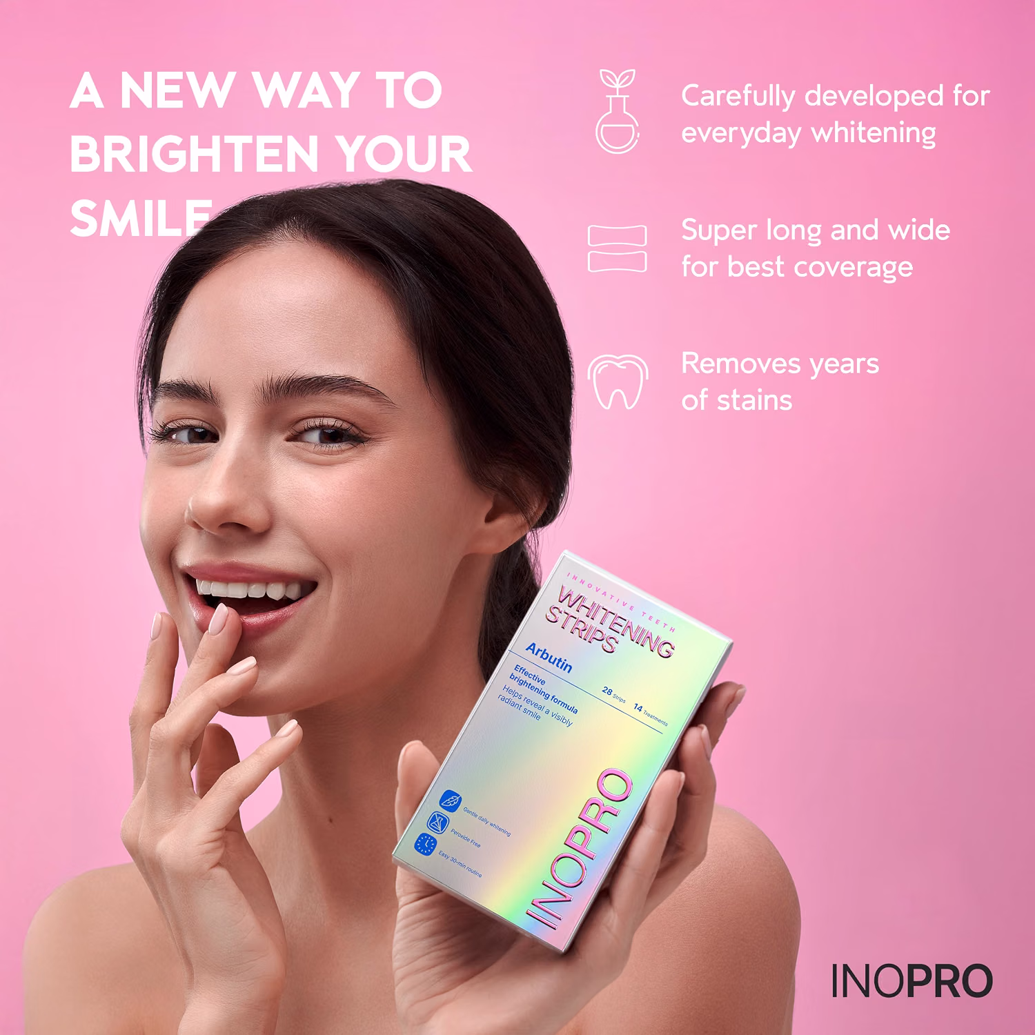 InoPro Green Peroxide Free Teeth Whitening Strips 28 Count for Deep Stain Whitening