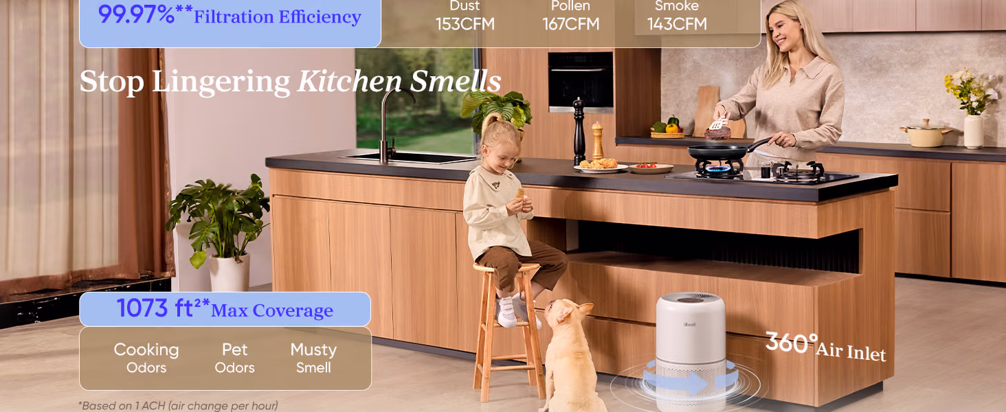 Levoit Air Purifier for Home Pets Hair Allergens Quiet Bedroom Air Purifier