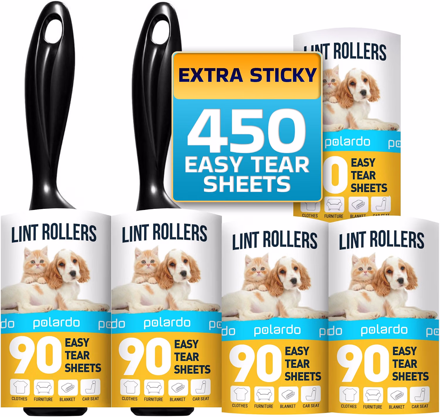 Lint Rollers for Pet Hair 5 Large Sticky Rollers for Clothes Couch Furniture and Carpe