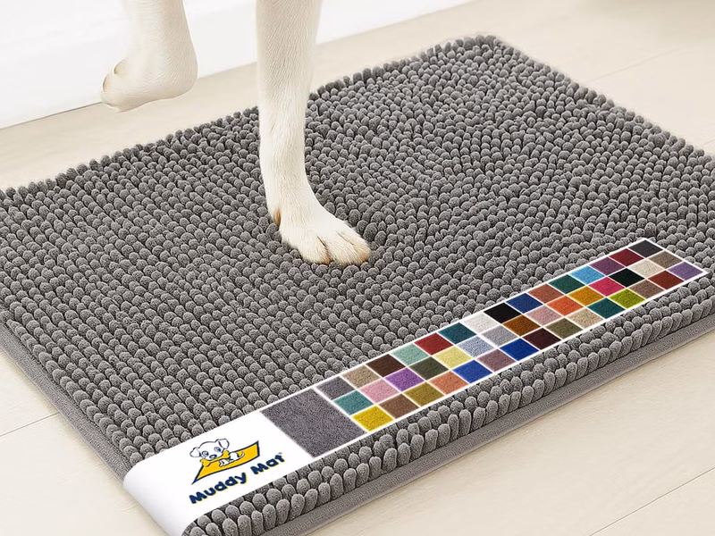 Muddy Mat Super Water Absorbent Indoor Chenille Door Mat Grey 30 x 19