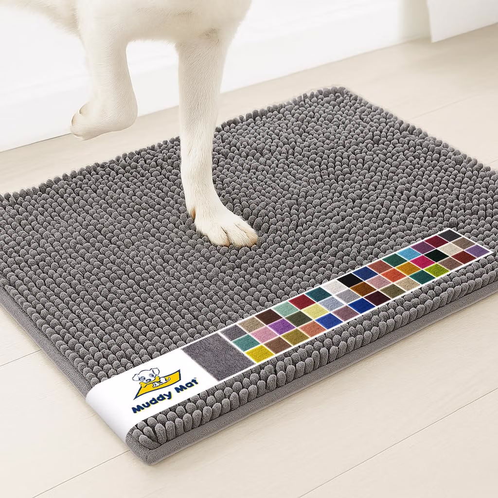Muddy Mat Super Water Absorbent Indoor Chenille Door Mat Grey 30 x 19