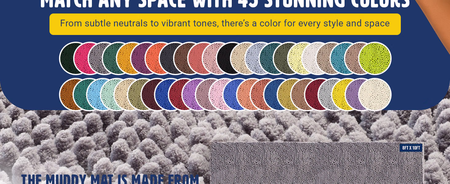 Muddy Mat Super Water Absorbent Indoor Chenille Door Mat Grey 30 x 19