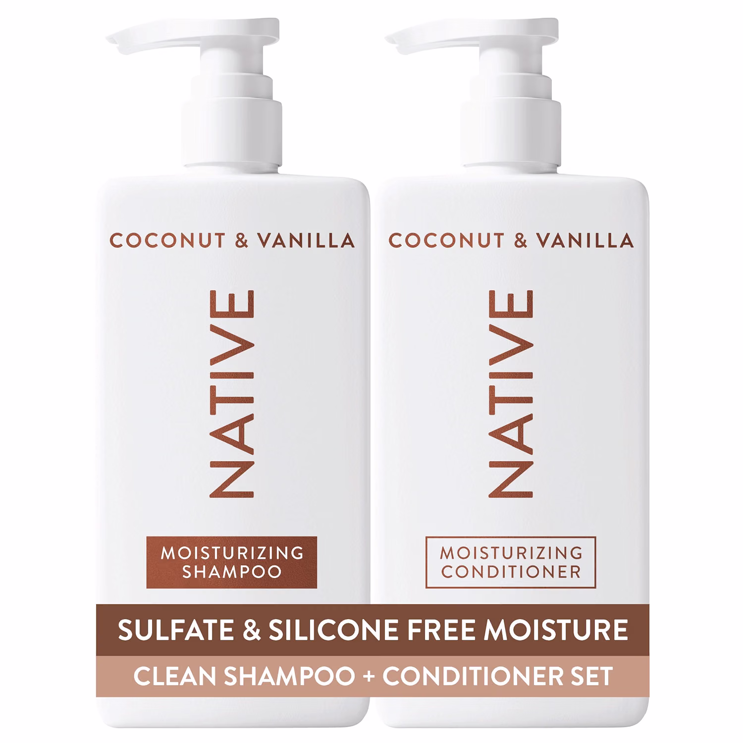 Native Coconut and Vanilla Shampoo and Conditioner 2 Pack Sulfate Free Dye Free Hair Care