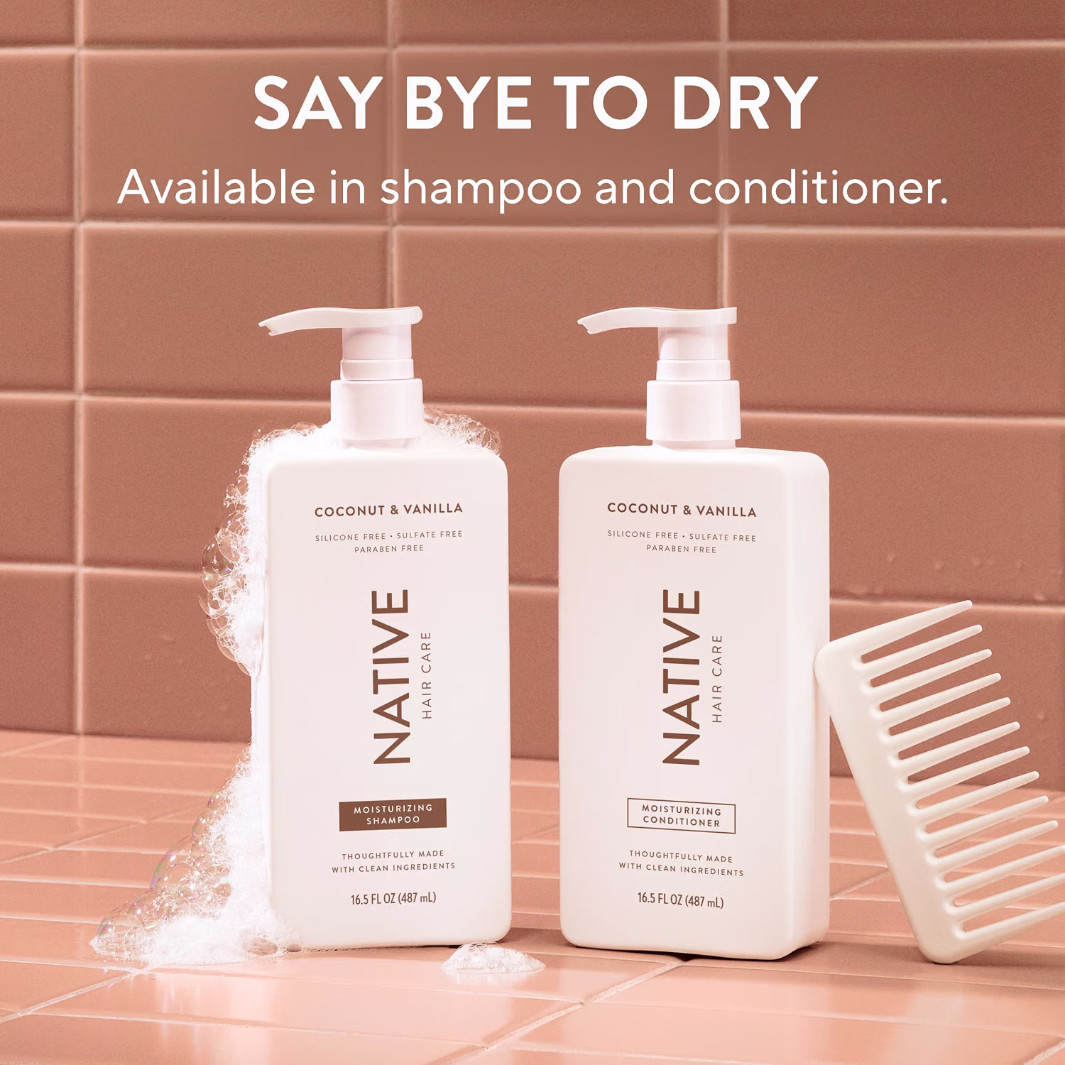 Native Coconut and Vanilla Shampoo and Conditioner 2 Pack Sulfate Free Dye Free Hair Care