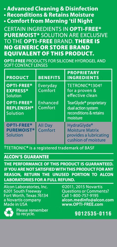 OPTI-FREE Puremoist Multi-Purpose Contact Lens Solution 2 Oz Travel Pack