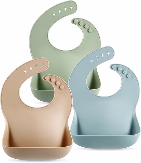 PandaEar Set of 3 Waterproof Silicone Baby Bibs for Babies and Toddlers 10-72 Months