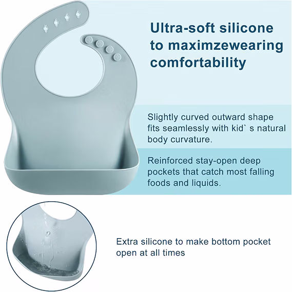PandaEar Set of 3 Waterproof Silicone Baby Bibs for Babies and Toddlers 10-72 Months