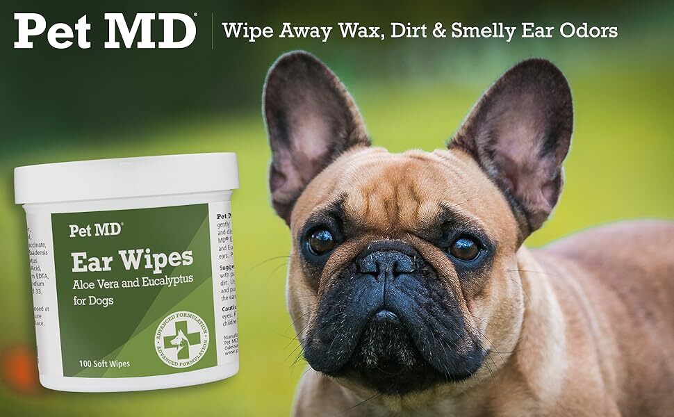 Pet MD Dog Ear Cleaning Wipes Otic Cleanser for Dogs 100 Count