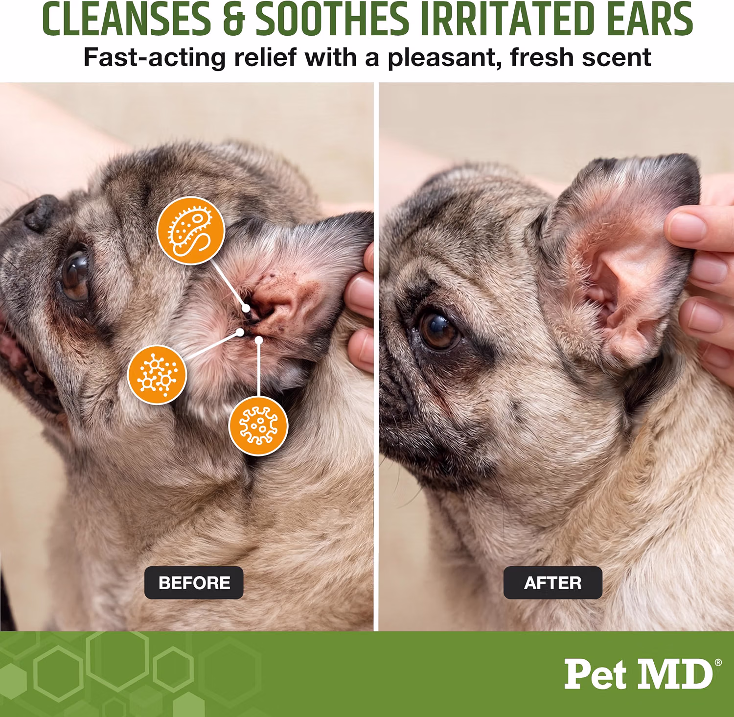 Pet MD Dog Ear Cleaning Wipes Otic Cleanser for Dogs 100 Count