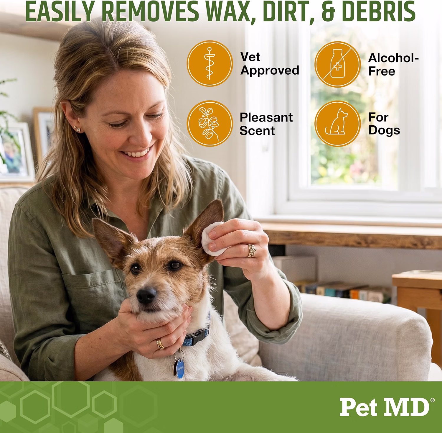 Pet MD Dog Ear Cleaning Wipes Otic Cleanser for Dogs 100 Count
