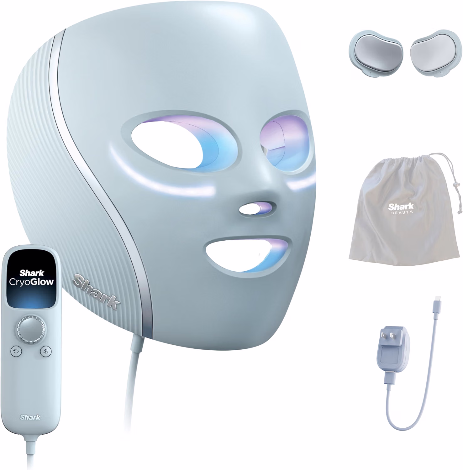 Shark CryoGlow LED Face Mask with Red Light Therapy and Under-Eye Cooling FW312