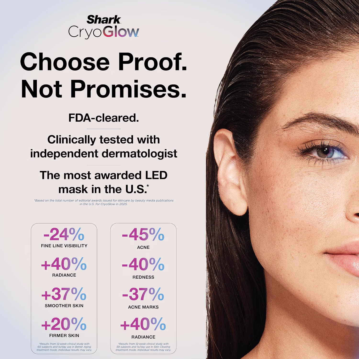 Shark CryoGlow LED Face Mask with Red Light Therapy and Under-Eye Cooling FW312