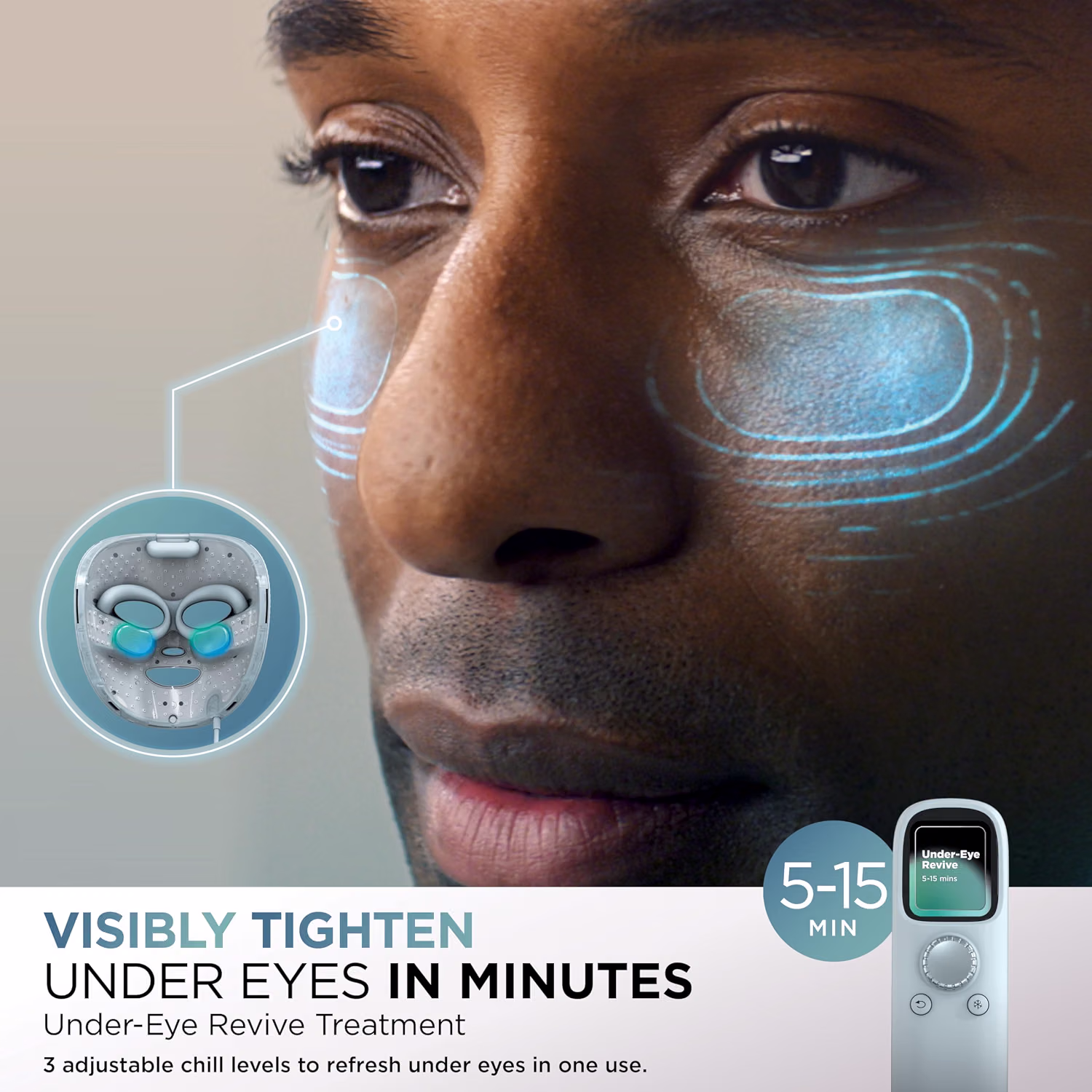 Shark CryoGlow LED Face Mask with Red Light Therapy and Under-Eye Cooling FW312