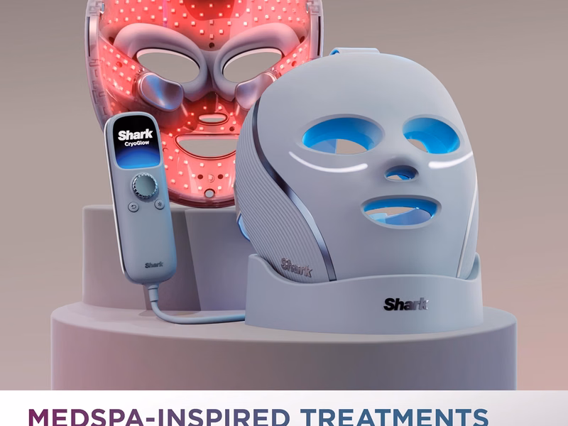 Shark CryoGlow LED Face Mask with Red Light Therapy and Under-Eye Cooling FW312
