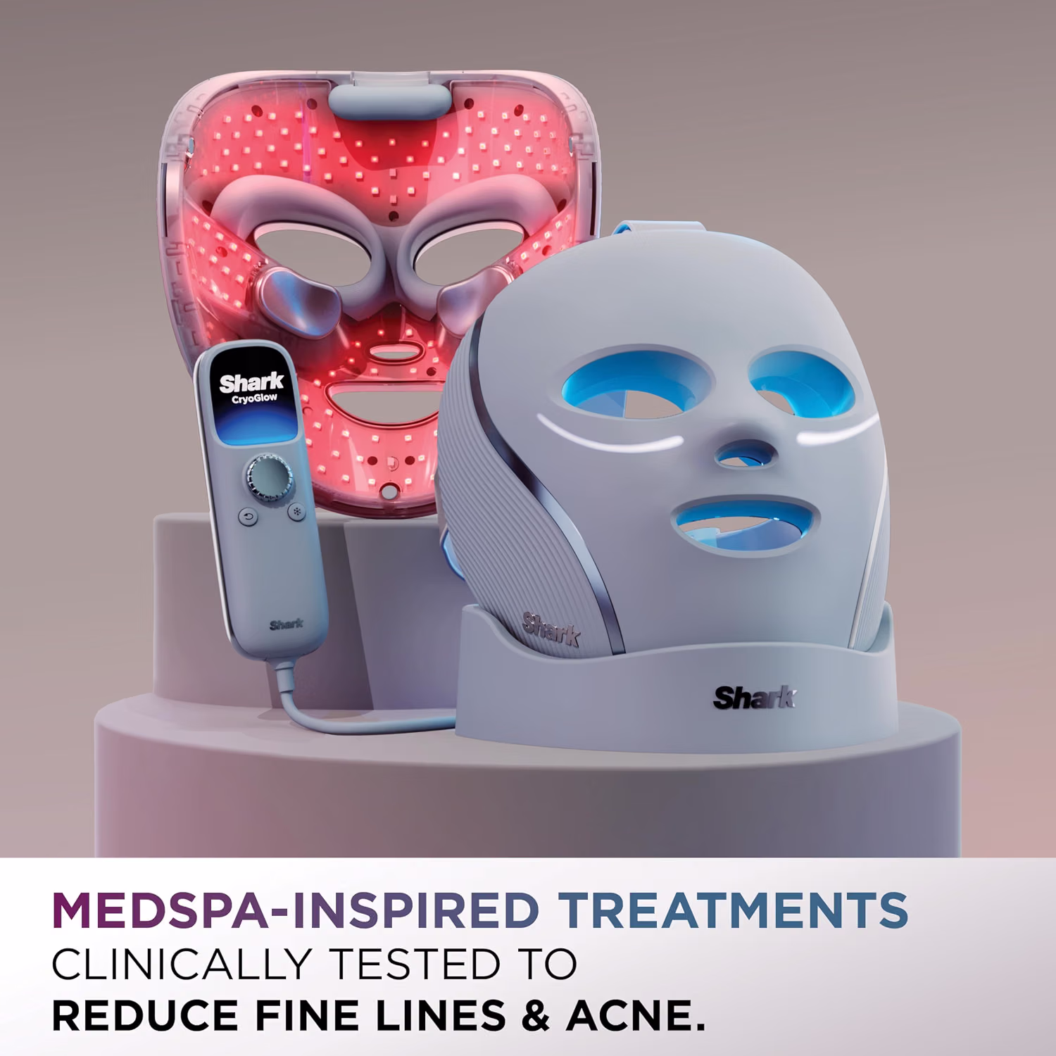 Shark CryoGlow LED Face Mask with Red Light Therapy and Under-Eye Cooling FW312