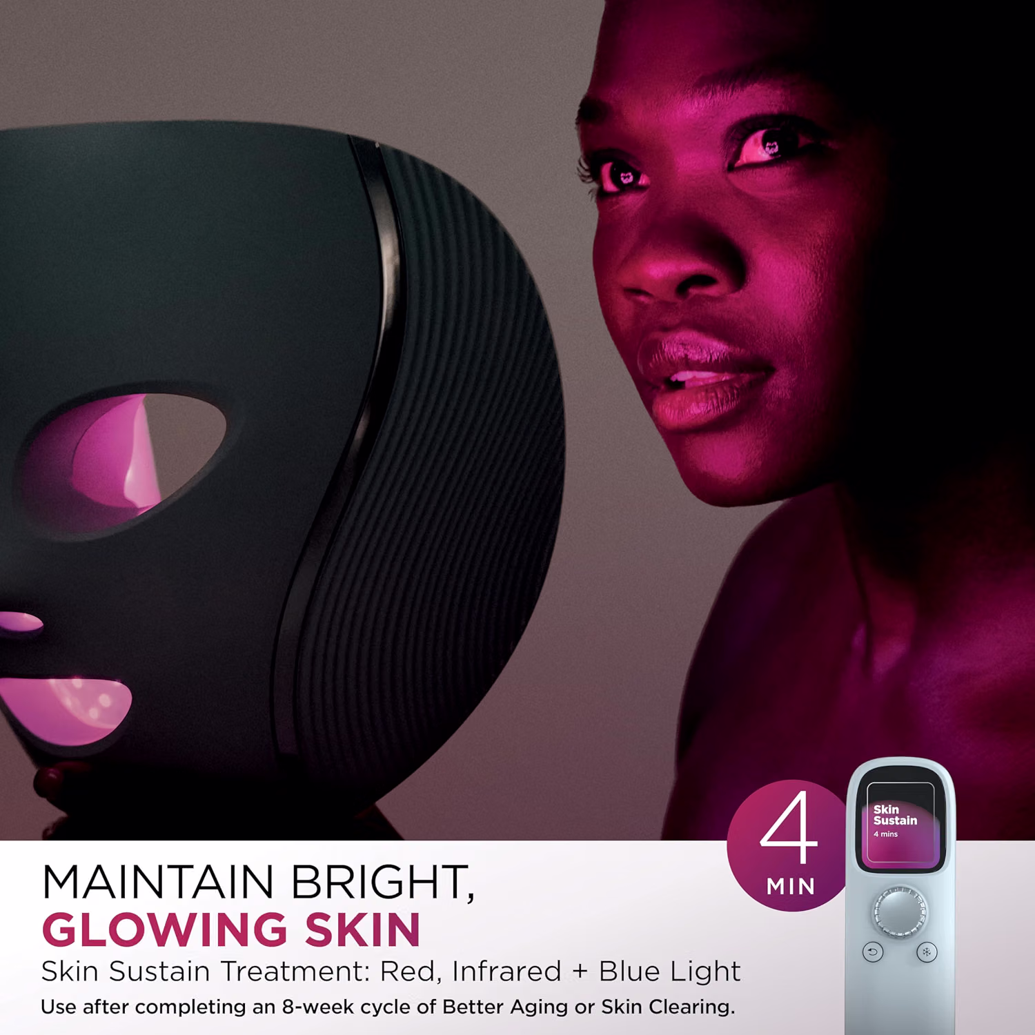 Shark CryoGlow LED Face Mask with Red Light Therapy and Under-Eye Cooling FW312