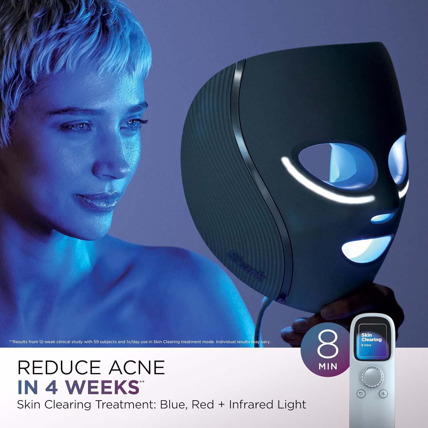 Shark CryoGlow LED Face Mask with Red Light Therapy and Under-Eye Cooling FW312