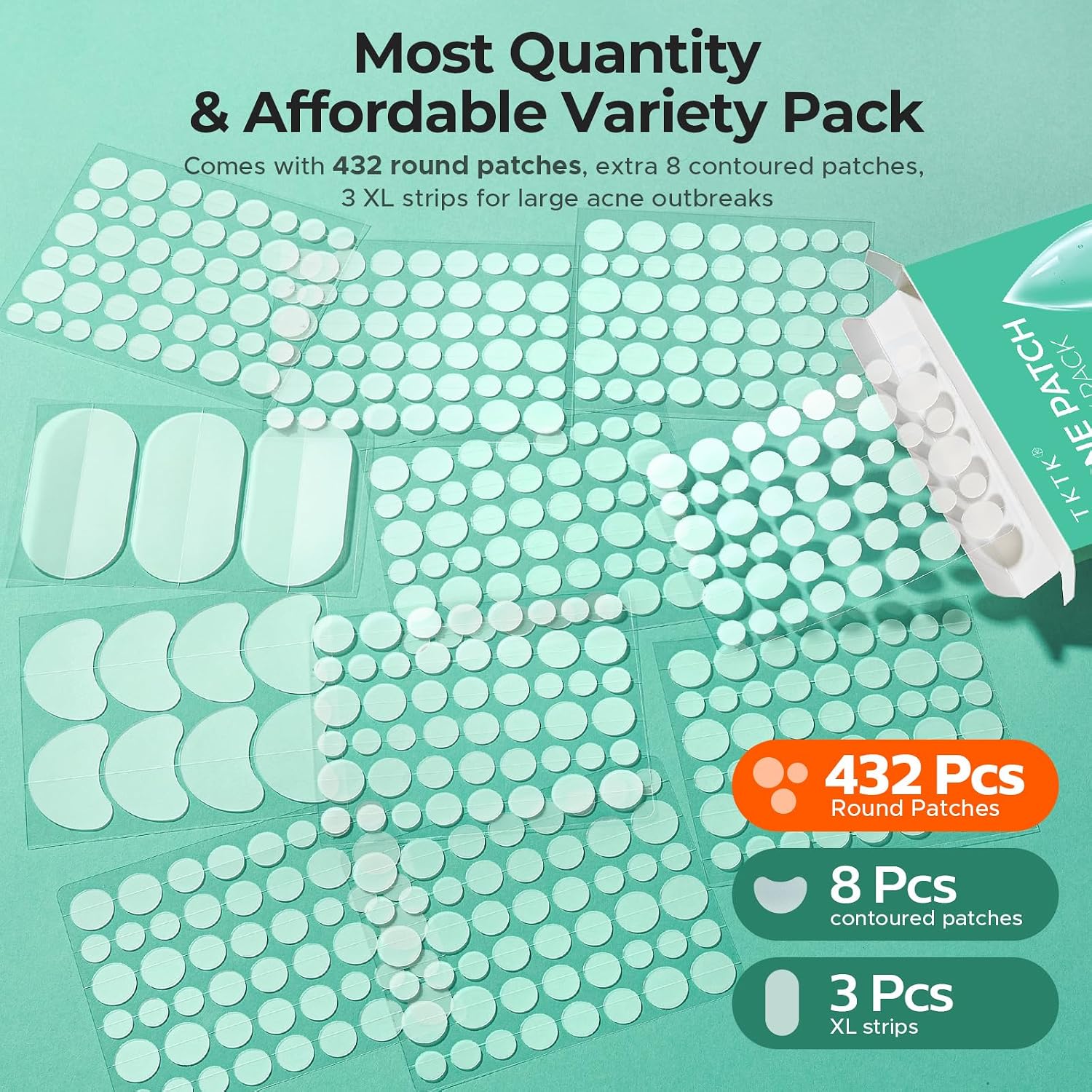TKTK 443 Count Pimple Patches for Face Hydrocolloid Acne Cover Patch Bulk
