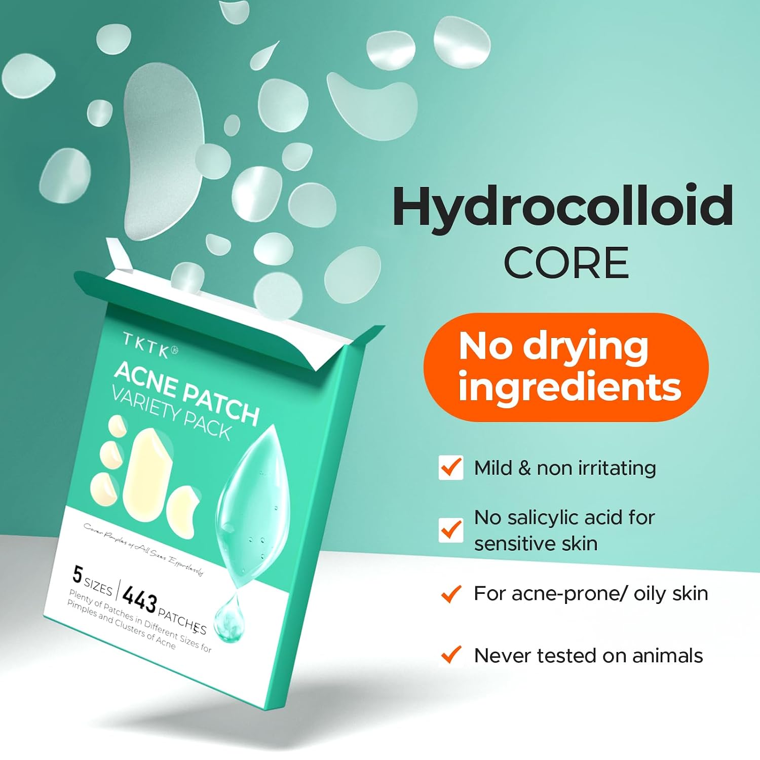 TKTK 443 Count Pimple Patches for Face Hydrocolloid Acne Cover Patch Bulk
