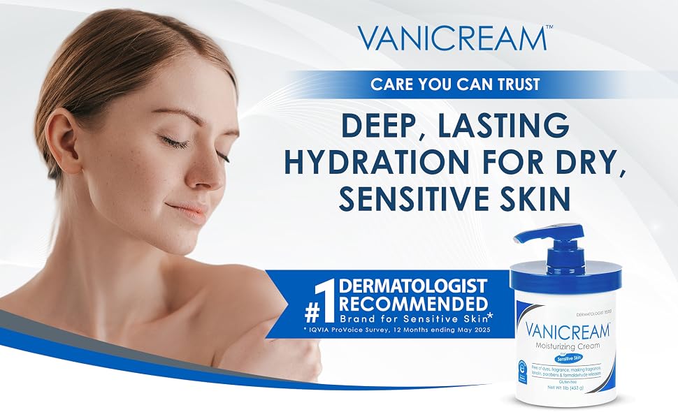 Vanicream Moisturizing Cream Body and Face Moisturizer 16 Oz Pump Dispenser