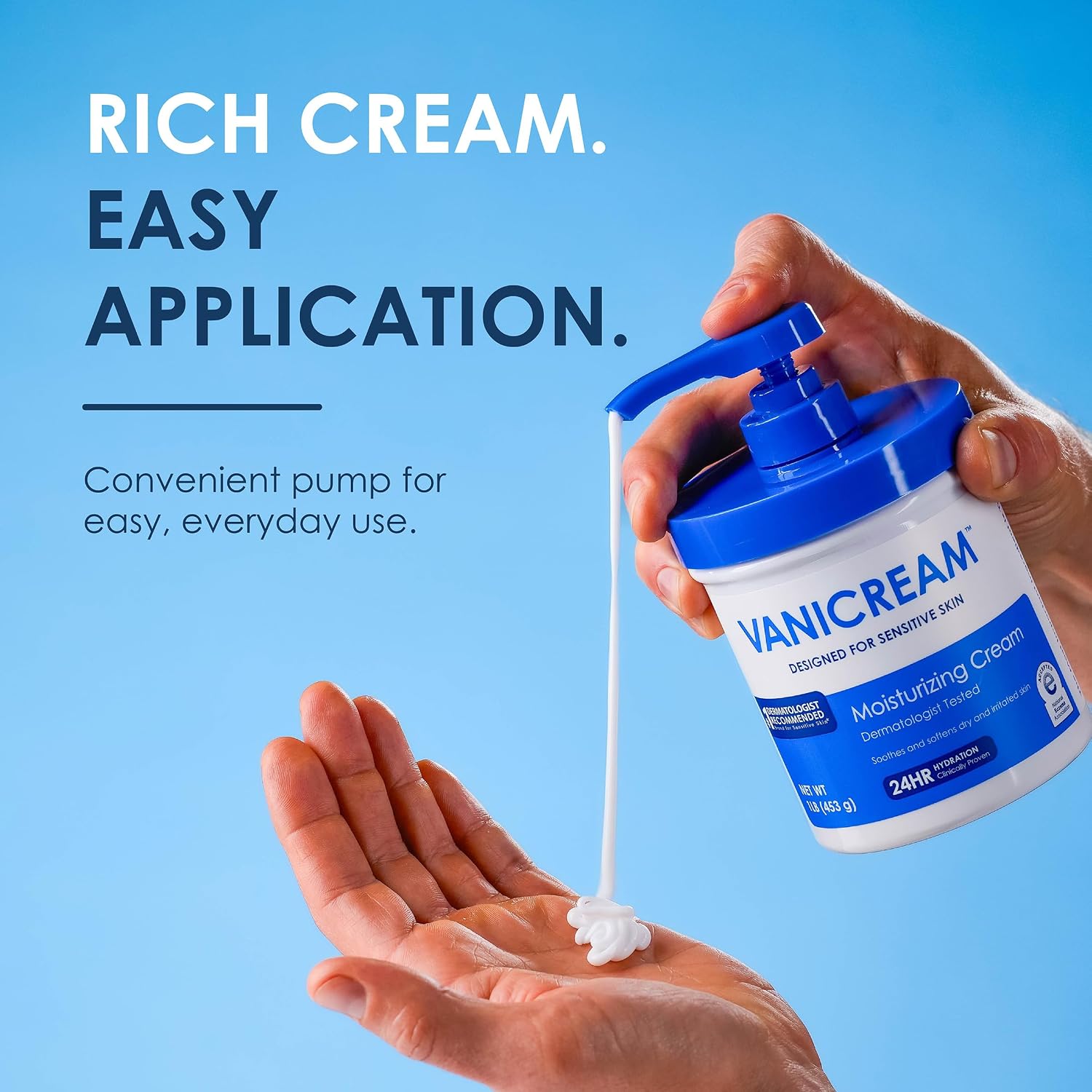 Vanicream Moisturizing Cream Body and Face Moisturizer 16 Oz Pump Dispenser