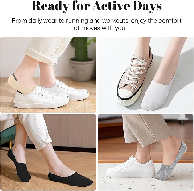 wernies No Show Socks for Women Low Cut Ankle Non Slip Socks 4 or 8 Pairs