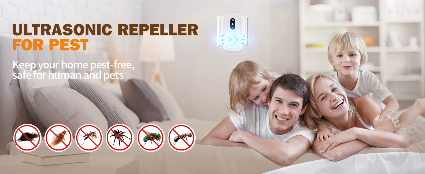 2026 Upgraded Ultrasonic Indoor Pest Repeller with 3 Mode Mouse Traps 6 Pack