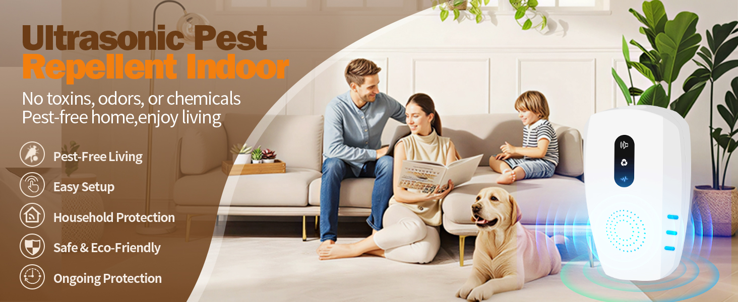 2026 Upgraded Ultrasonic Indoor Pest Repeller with 3 Mode Mouse Traps 6 Pack