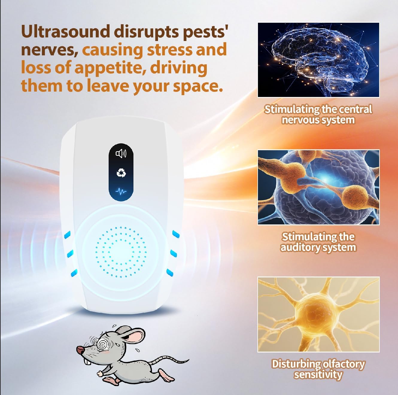 2026 Upgraded Ultrasonic Indoor Pest Repeller with 3 Mode Mouse Traps 6 Pack