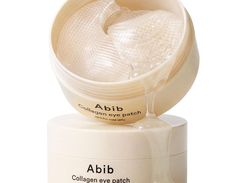 Abib Vegan Collagen Eye Patches with Jericho Rose Jelly and peptides for hydrating under-eye skincare, 60 count.