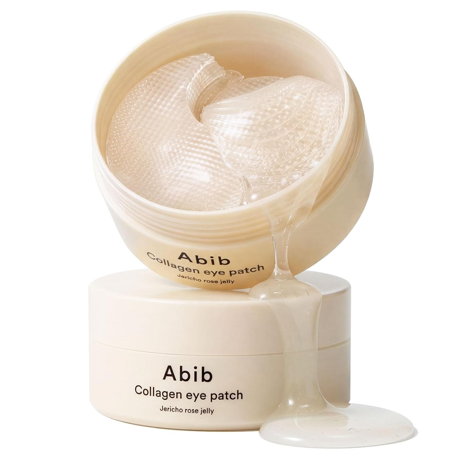 Abib Vegan Collagen Eye Patches with Jericho Rose Jelly and peptides for hydrating under-eye skincare, 60 count.