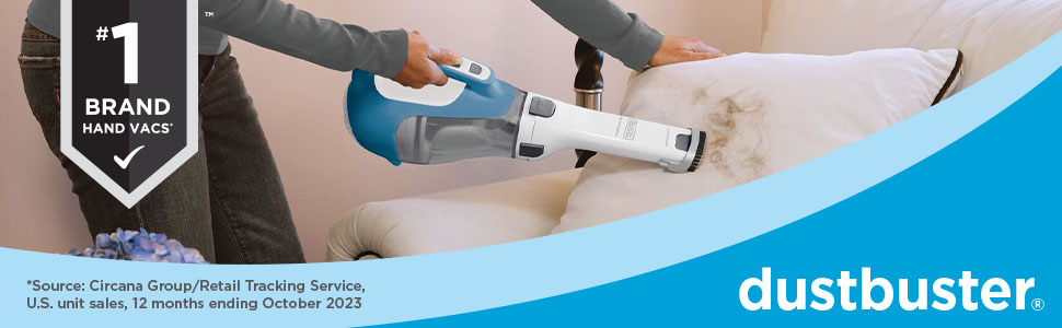 BLACK+DECKER dustbuster AdvancedClean Cordless Handheld Vacuum CHV1410L with Crevice Tool, Rotating Nozzle, Large Dust Bowl and Charging Station.